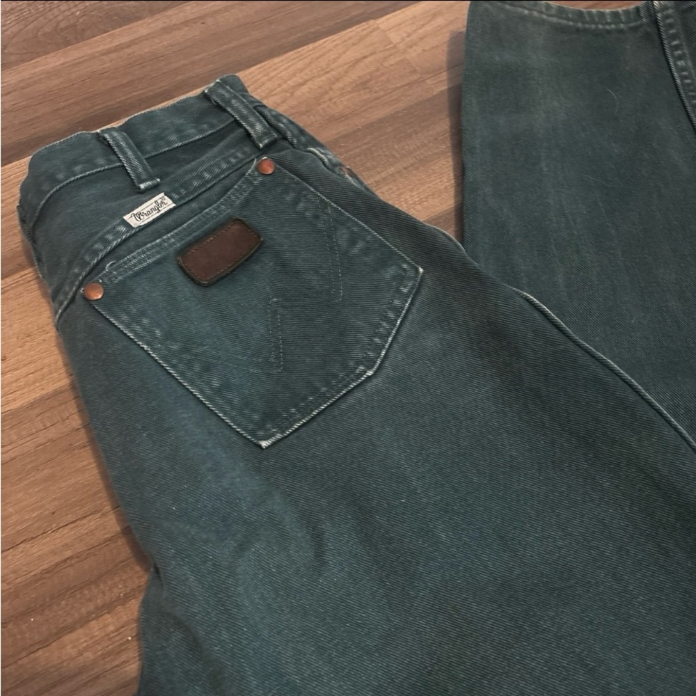 Vintage Wrangler Women's Dark Green Straight Leg Jeans